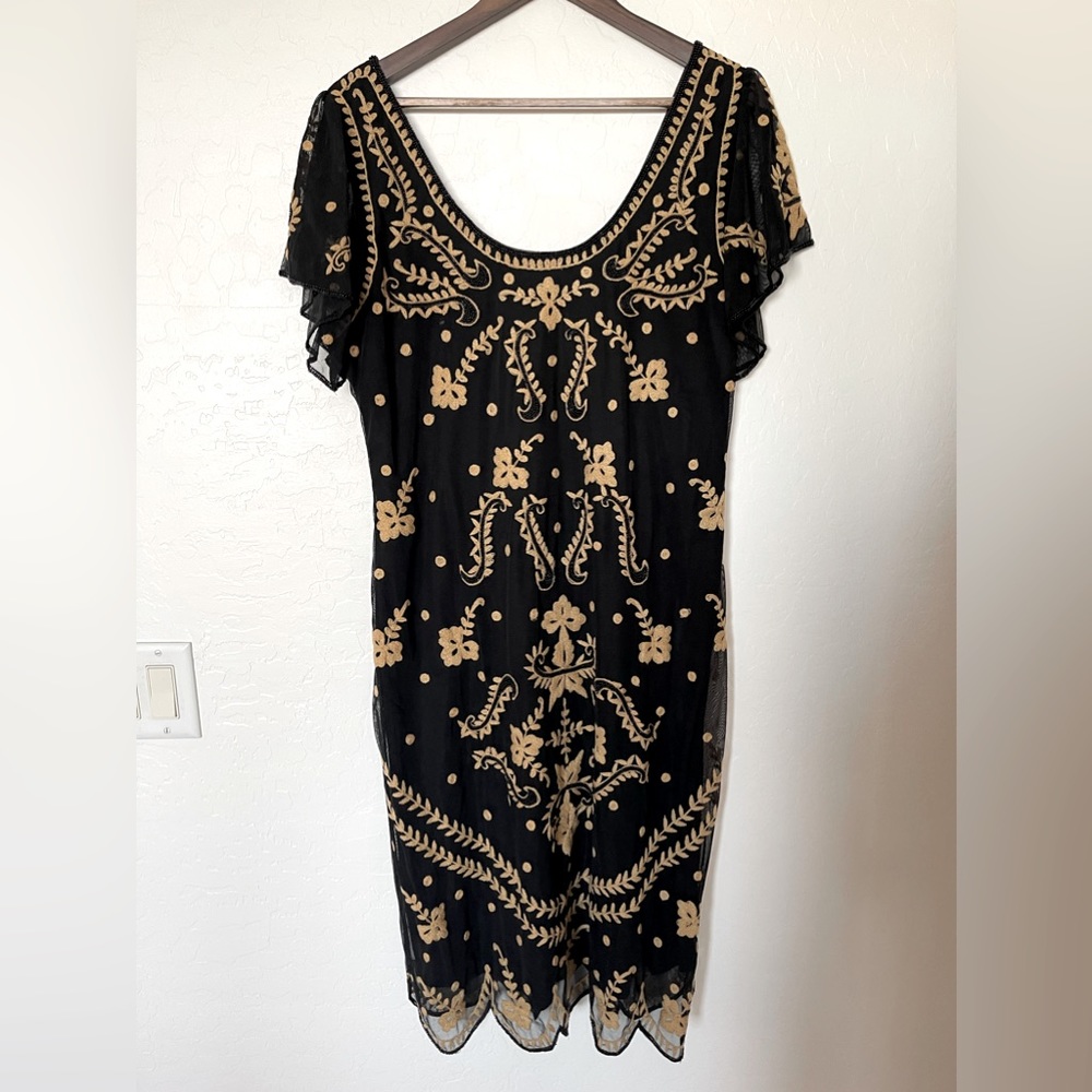 Black and gold beaded dress